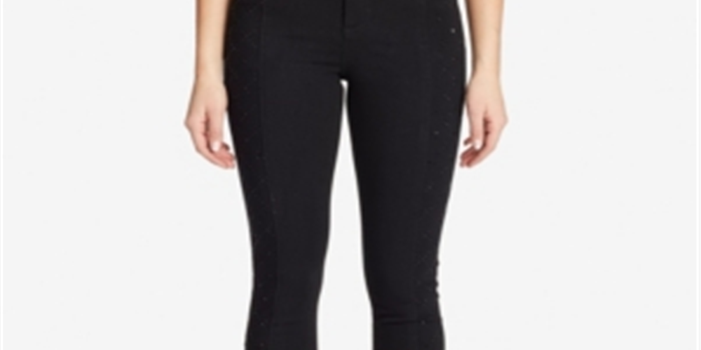 Calça jeans skinny skinny feminina de cintura alta, preta, tamanho 28/6
