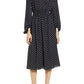Vestido feminino Anne Klein com estampa de bolinhas e cintura franzida, preto, tamanho extrapequeno