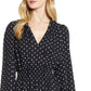 Vestido feminino Anne Klein com estampa de bolinhas e cintura franzida, preto, tamanho extrapequeno