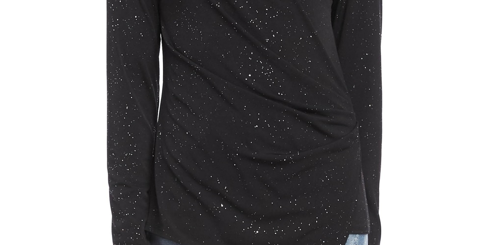 Karen Kane Blusa feminina preta de manga comprida e decote em V, tamanho grande