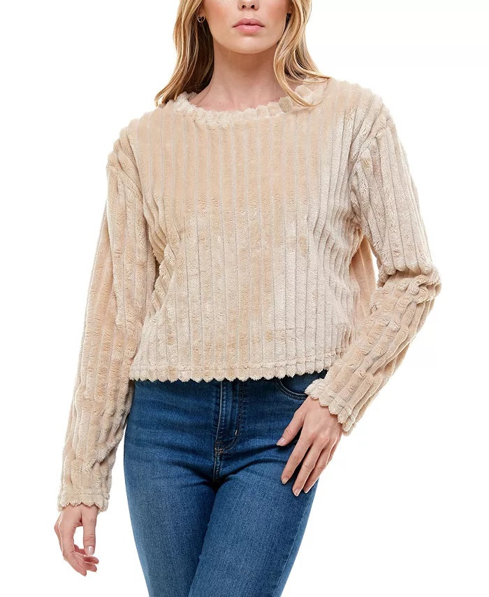 Top de pele sintética canelada Derek Heart Junior, bege, tamanho pequeno