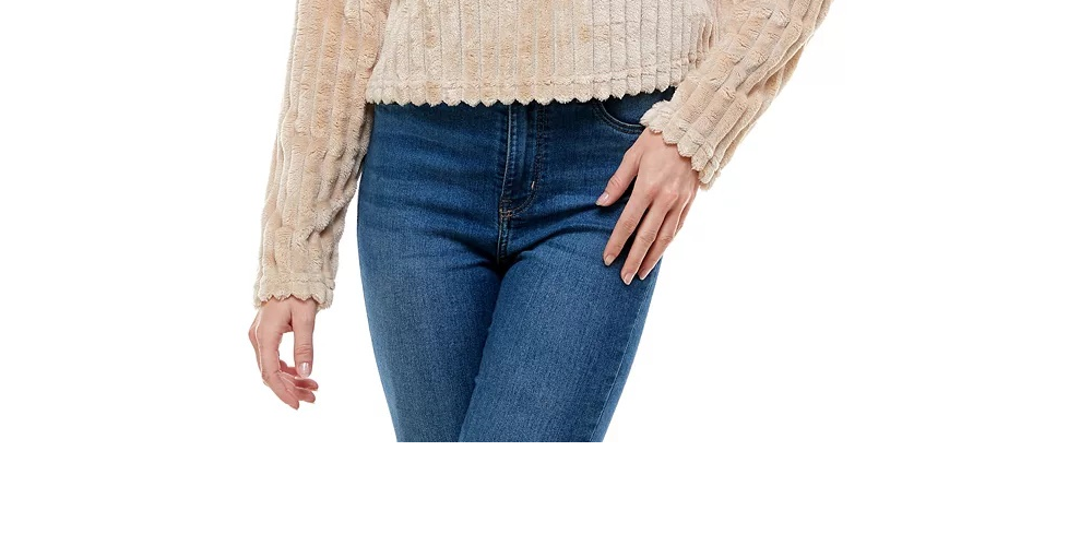 Top de pele sintética canelada Derek Heart Junior, bege, tamanho pequeno