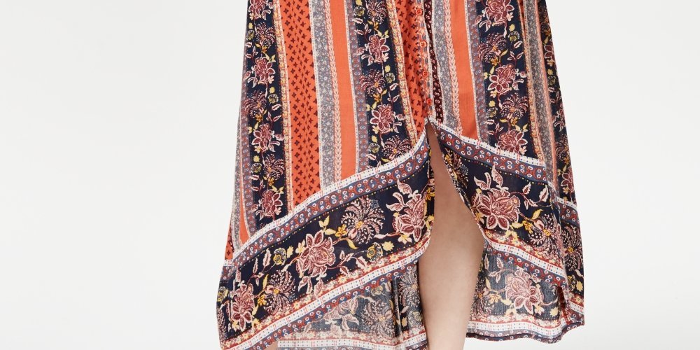 Saia feminina estampada alta e baixa, tamanho grande, vermelha, estilo &amp; co