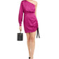 Vestido tubinho franzido de um ombro só feminino Bar III, rosa, tamanho 2