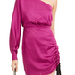 Vestido tubinho franzido de um ombro só feminino Bar III, rosa, tamanho 2