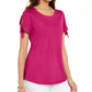 Camiseta feminina Karen Scott com manga amarrada, rosa, tamanho XS