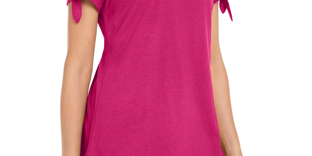 Camiseta feminina Karen Scott com manga amarrada, rosa, tamanho XS