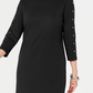 Vestido feminino Karen Scott com decote canoa e tachas, preto, tamanho PL