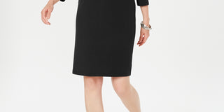 Vestido feminino Karen Scott com decote canoa e tachas, preto, tamanho PL