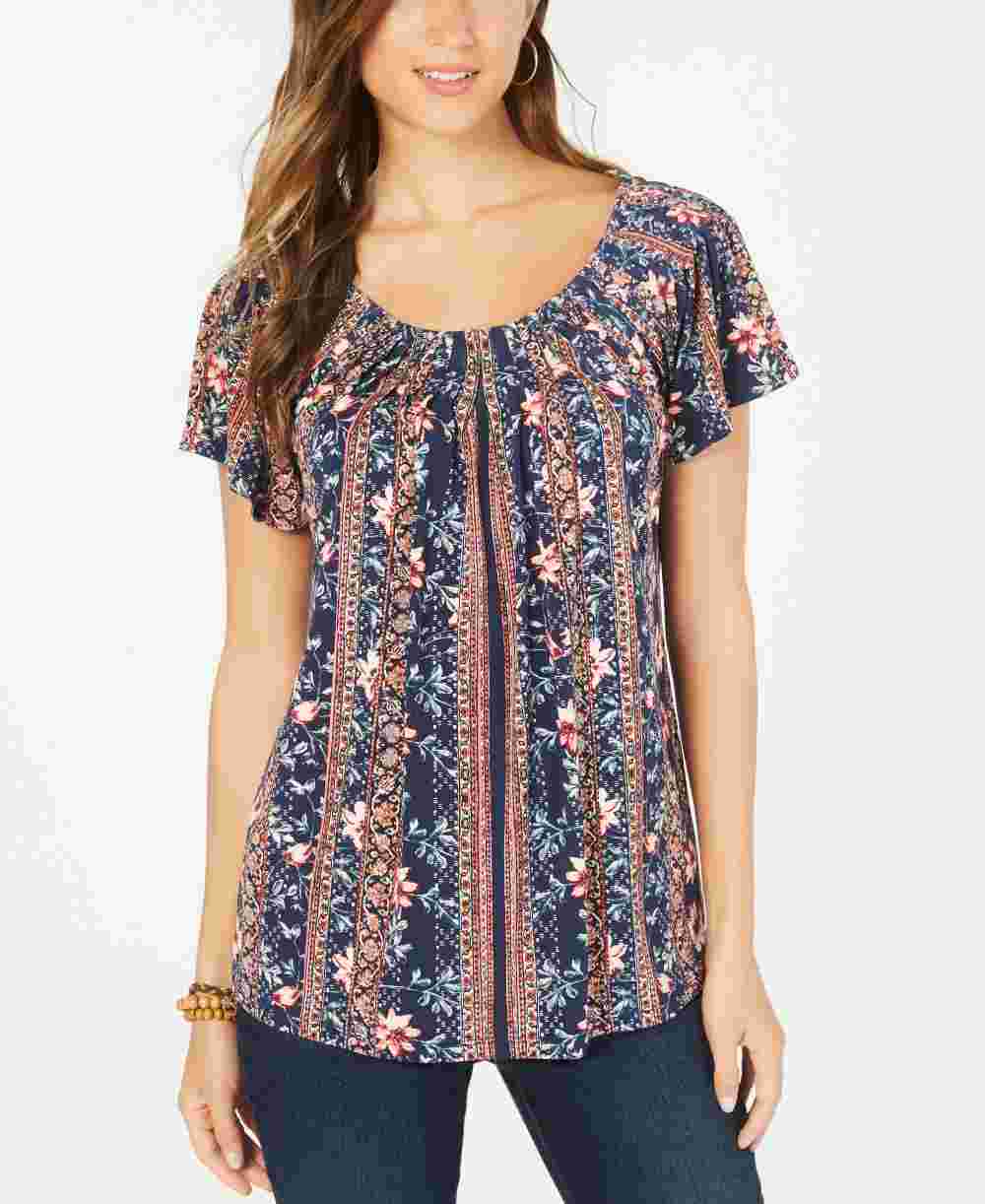 Blusa feminina com estampa floral estilo &amp; co, preta, tamanho PS