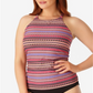 Anne Cole Plus Size Stevie Listrado Top Tankini de Gola Alta Maiô Feminino Rosa Tamanho 18W