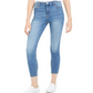 Calça jeans skinny feminina rosa celebridade, cintura alta, azul, tamanho 7