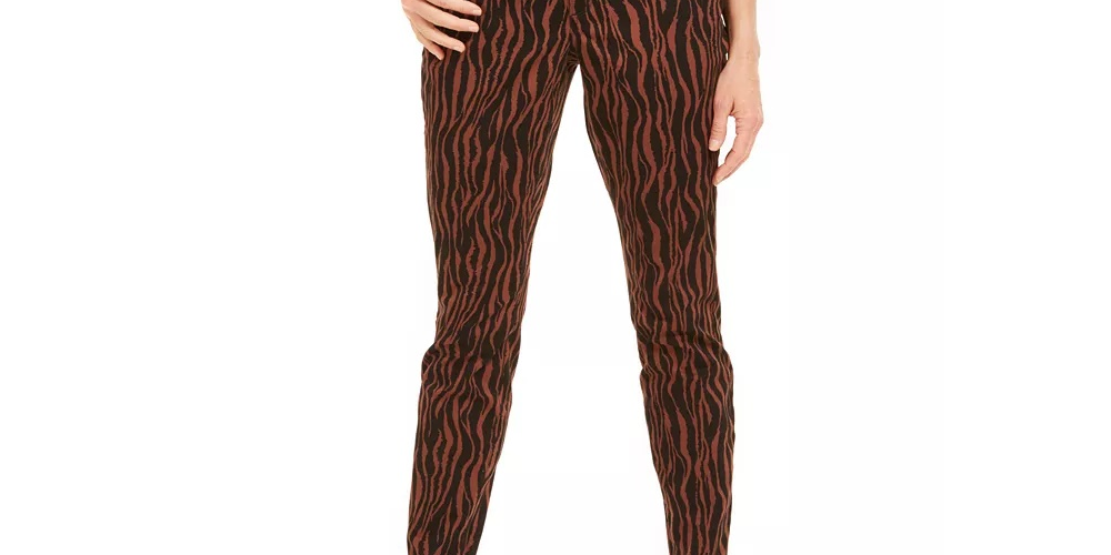 Calça jeans skinny feminina estampada e curvilínea da INC International Concepts, tamanho 14, marrom