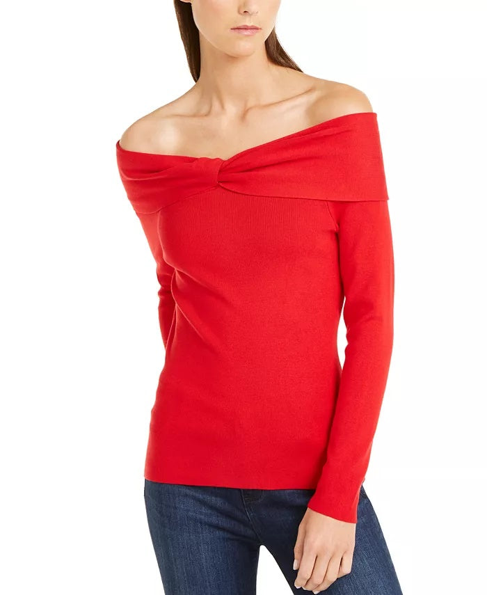 Suéter feminino com decote ombro a ombro da INC International Concepts, vermelho, tamanho X-Large