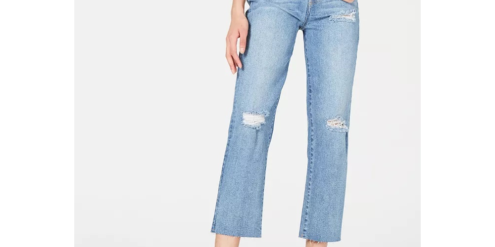Calça jeans cropped rasgada Kendall + Kylie feminina, azul, tamanho 28