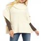 Poncho feminino Anne Klein com decote canoa e pontos mistos, branco pérola, tamanho 2XS