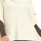 Poncho feminino Anne Klein com decote canoa e pontos mistos, branco pérola, tamanho 2XS