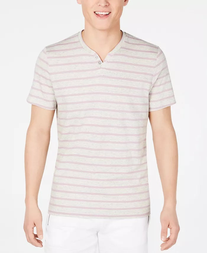 Camiseta listrada masculina com gola dividida e manga curta, tamanho XX-G, da INC International Concepts