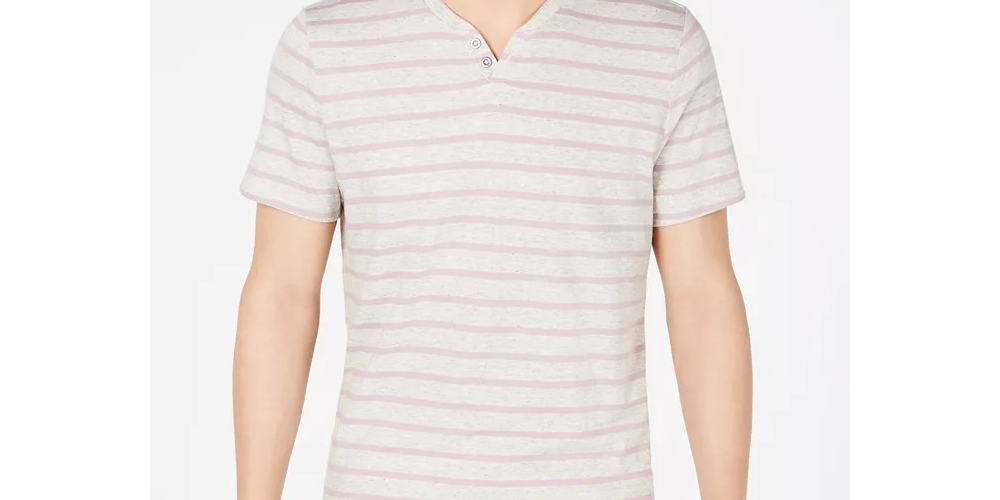 Camiseta listrada masculina com gola dividida e manga curta, tamanho XX-G, da INC International Concepts