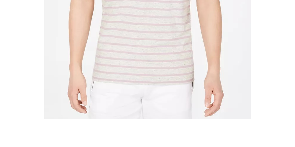 Camiseta listrada masculina com gola dividida e manga curta, tamanho XX-G, da INC International Concepts