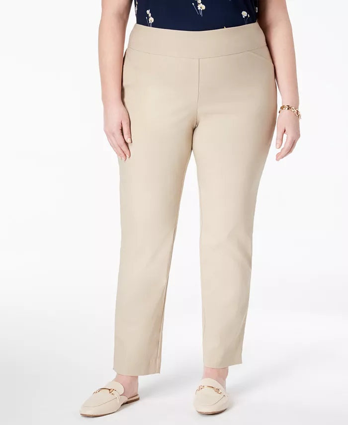 Calça feminina Charter Club Plus Cambridge Tummy Control, bege, tamanho 28W