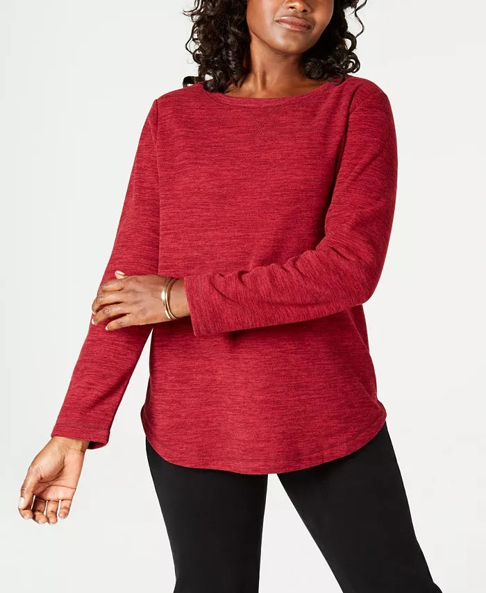 Karen Scott Moletom Feminino Marled Vermelho Tamanho Pequeno Pequeno