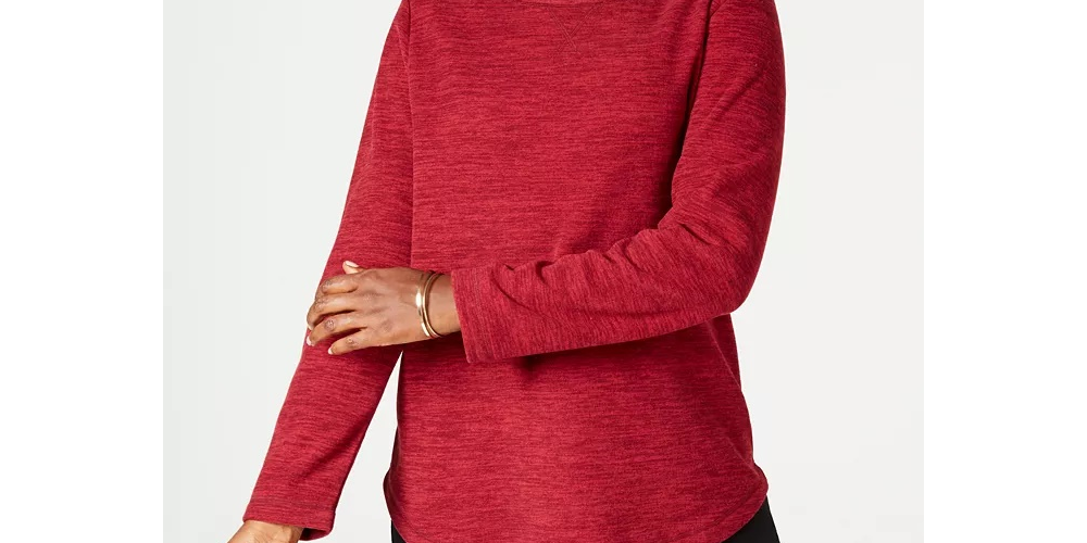 Karen Scott Moletom Feminino Marled Vermelho Tamanho Pequeno Pequeno