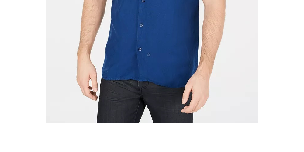 Camisa Alfani Masculina Lagoon Stretch Linho Misto Azul Tamanho XX-G