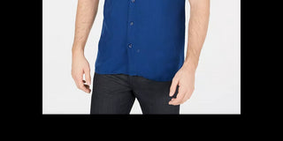 Camisa Alfani Masculina Lagoon Stretch Linho Misto Azul Tamanho XX-G