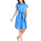 Vestido feminino Charter Club de algodão com amarração na cintura e ajuste evasê, azul, tamanho 4