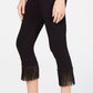 Calça skinny cropped com franjas da INC International Concepts para mulheres, preta, tamanho 18