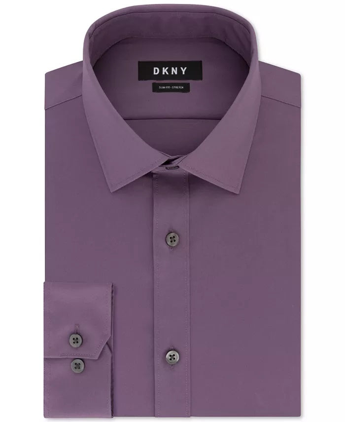 Camisa social masculina DKNY Slim Fit Stretch Solid Roxa Tamanho GG