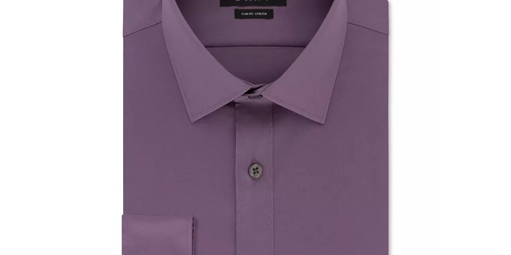 Camisa social masculina DKNY Slim Fit Stretch Solid Roxa Tamanho GG