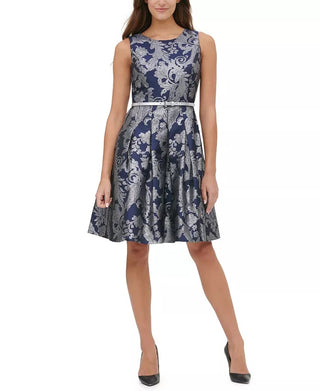 Vestido feminino Tommy Hilfiger Jacquard Fit &amp; Flare Azul Tamanho 10