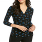 Blusa envelope estampada feminina Anne Klein, preta, tamanho M