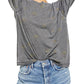 Camisetas femininas Free People Camo Arielle Manga Longa Cinza Tamanho X-S