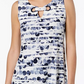 Blusa feminina Alfani com estampa e decote em V, azul, tamanho PL