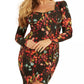Vestido corpete feminino Rachel com manga bufante e estampa floral borrada, tamanho pequeno
