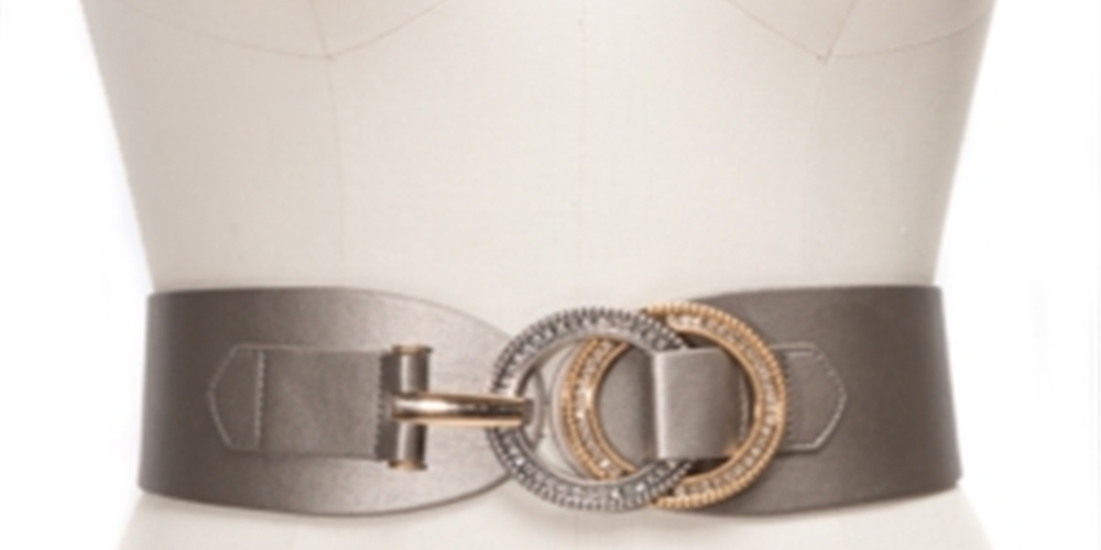 Cinto elástico com strass duplo INC feminino, cinza, tamanho 2X