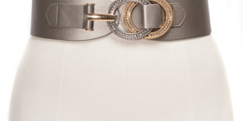 Cinto elástico com strass duplo INC feminino, cinza, tamanho 2X