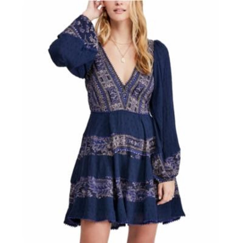 Free People Feminino My Love Mini Azul Tamanho Grande