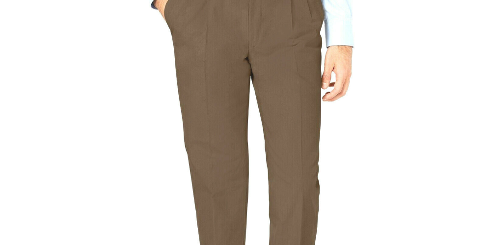 Calça elástica Ralph Lauren masculina marrom com ajuste clássico, tamanho 32x30