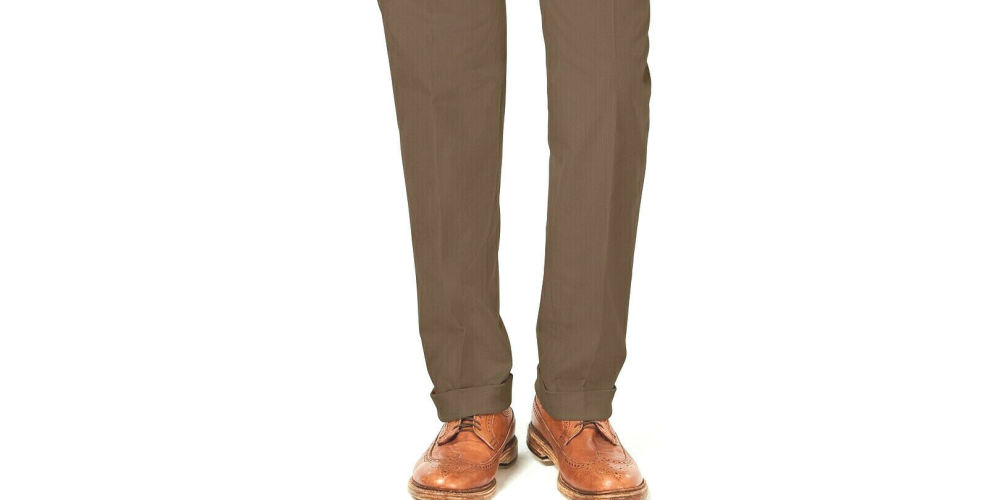 Calça elástica Ralph Lauren masculina marrom com ajuste clássico, tamanho 32x30