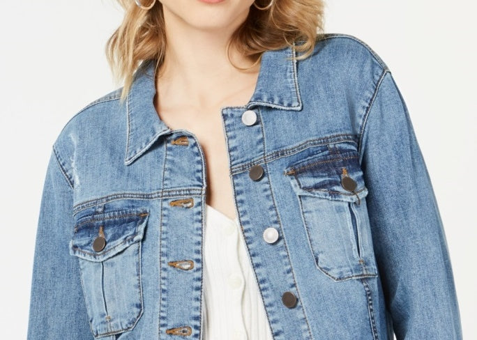 Jaqueta jeans feminina Kara da Kut From The Kloth, azul, tamanho médio