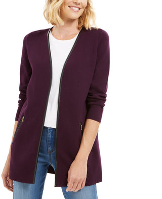 Suéter feminino Charter Club Milano Cotton Completer, roxo, tamanho pequeno médio