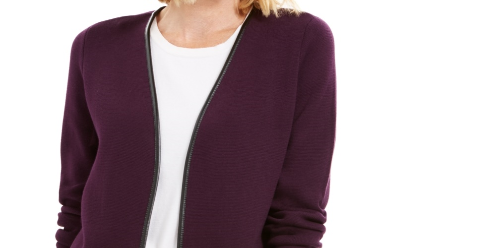 Suéter feminino Charter Club Milano Cotton Completer, roxo, tamanho pequeno médio