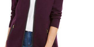 Suéter feminino Charter Club Milano Cotton Completer, roxo, tamanho pequeno médio