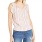Blusa listrada feminina INC International Concepts, branca/azul, tamanho grande