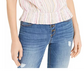 Blusa listrada feminina INC International Concepts, branca/azul, tamanho grande