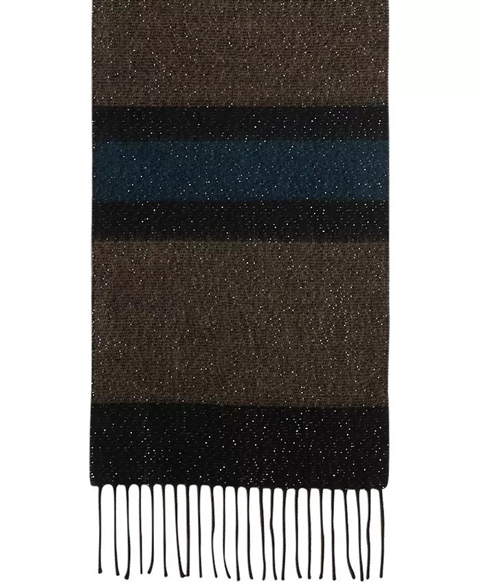 Cachecol feminino listrado de lurex Steve Madden, preto, tamanho único